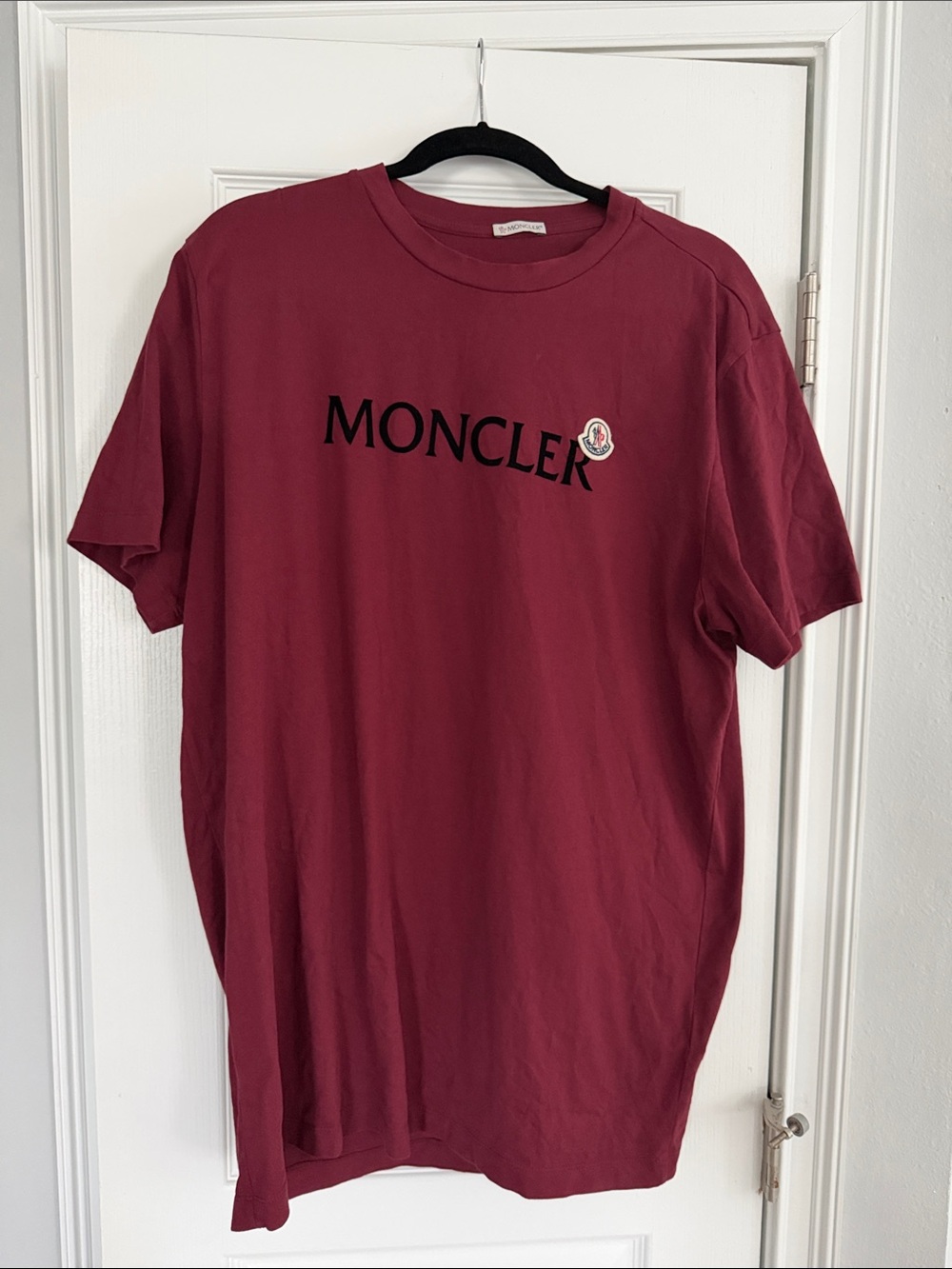 Moncler Men's Burgundy Logo Short-Sleeve Tee